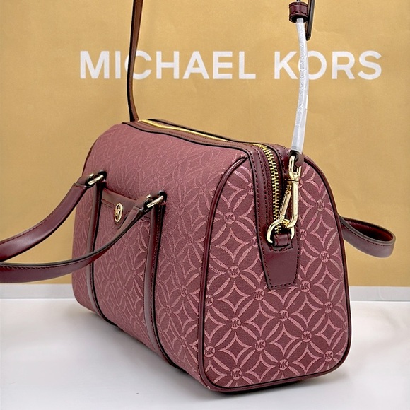 MICHAEL KORS JST TRAVEL MEDIUM DUFFLE SATCHEL SHOULDER CROSSBODY BAG MK OXBLOOD - Picture 5 of 15